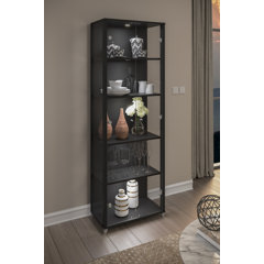 Black glass deals curio cabinet